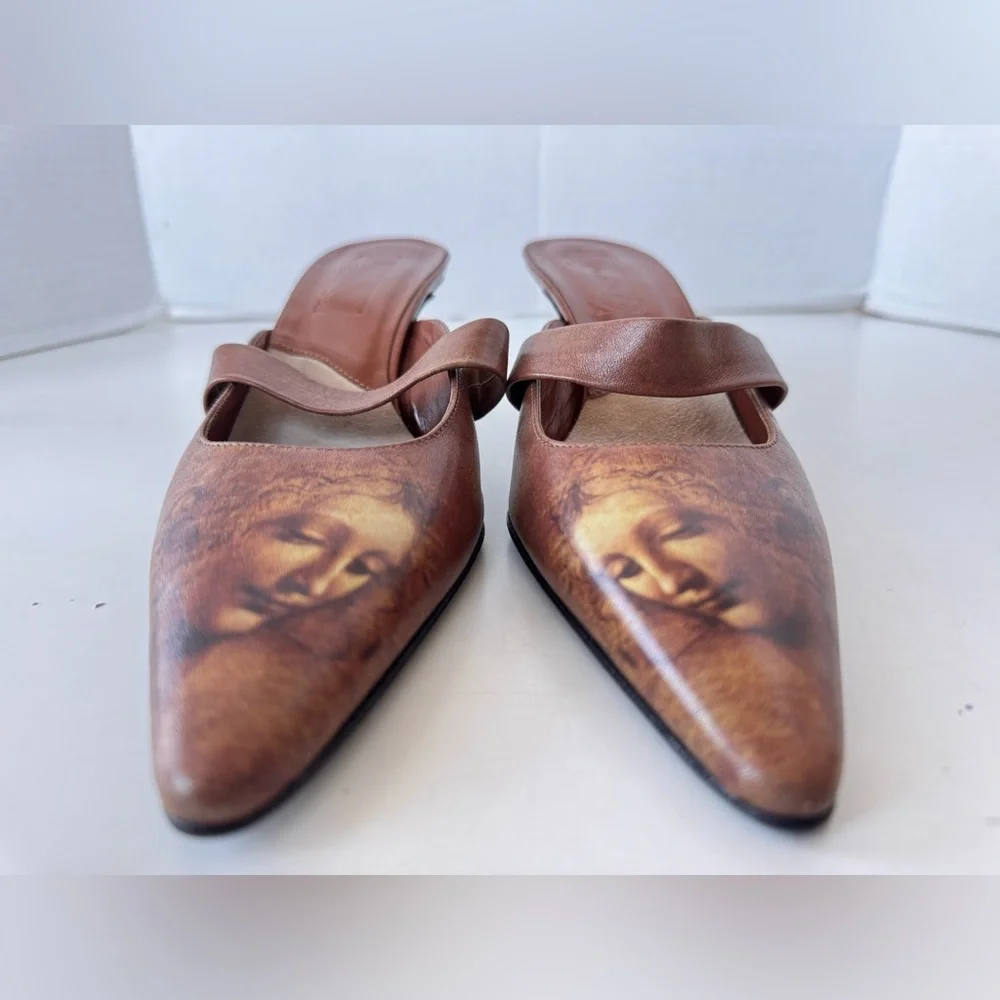 icon wearable art La Scapigliata pointy kitten heel pumps italian shoes 6 y2k - Picture 4 of 10